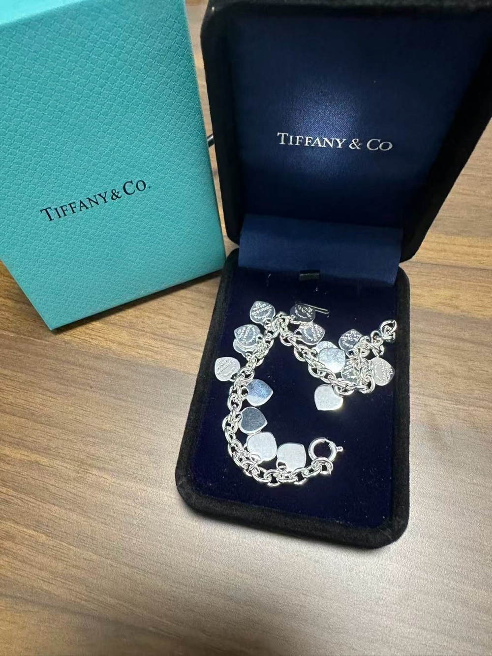 Tiffany & Co. Silver Heart Charm Bracelet in Sterling Silver